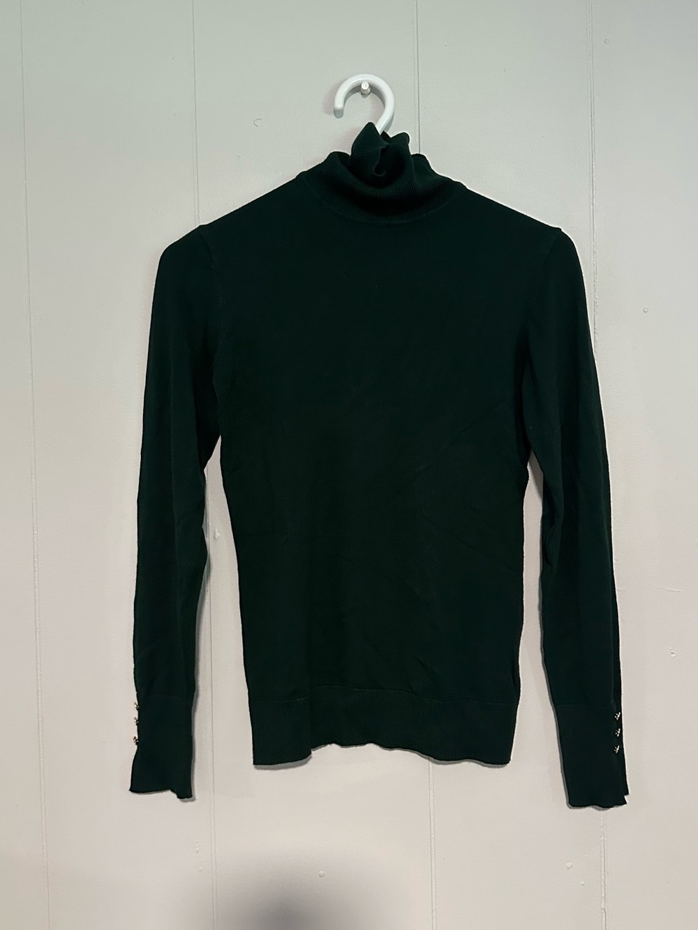 Women's Dark Green Turtleneck Sweater - Classic Lightweight Knit